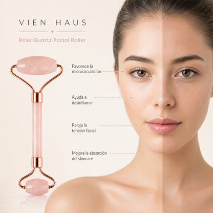 Face Roller and Gua Sha Cuarzo Rosa
