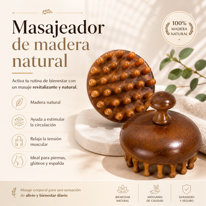 Masajeador corporal de madera natural